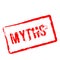 Myths red rubber stamp isolated on white.