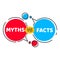 Myths vs facts icon with thin line speech bubbles