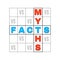 Myths vs facts icon. Truth or false crossword grid