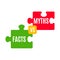 Myths vs facts icon, truth and false jigsaw puzzle