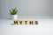 Myths word on wooden cubes. Myths concept