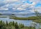 Myvatn Lake with green pseudocraters and islands at Skutustadagigar, Diamond Circle, in northern Iceland, Europe