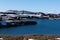 Myvatn volcano over blue lagoon