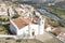 MÃ©rtola town with the white church mosque and Guadiana river