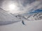 Mölltaler Gletscher - A snowboarder going down the slope