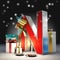 `N` 3d letter with christmas atmosphere