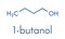 n-butanol 1-butanol molecule. Used as flavouring and as a solvent. Skeletal formula.