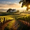 n image of a charming countryside farmhouse with a sprawling vineyard.