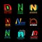 N letter font icons, corporate business identity