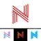 N letter formed by parallel lines.