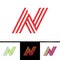 N letter formed by parallel lines. Vector design template elements