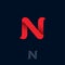 N logo Consist of  Red Ribbon. N origami monogram. Network, Web Icon.