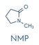 N-methyl-2-pyrrolidone NMP chemical solvent molecule. Skeletal formula.