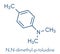 N,N-dimethyl-p-toluidine N,N,4-trimethylaniline polymerization catalyst molecule. Skeletal formula.