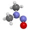 N-Nitrosodimethylamine (dimethylnitrosamine, NDMA, DMN) pollutant molecule. Highly toxic, especially to the liver and suspected