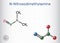 N-Nitrosodimethylamine, NDMA, dimethylnitrosamine, DMN molecule. It is human carcinogen, poison. Structural chemical formula,