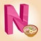 N Noodle Alphabet icon great for any use. Vector EPS10.