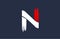 N white red blue alphabet letter with grunge brush ending for company logo icon design