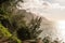 Na Pali mountains seen from the overlook on the Kalalau trail on north shore of Kauai