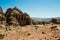 Nabataean sacred place in Petra, landscape Monastery Ad Deir, Jordan