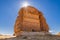 Nabatean rock cut ruins at the Hegra archaeological area