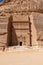 Nabatean rock cut ruins at the Hegra archaeological area