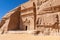 Nabatean rock cut ruins at the Hegra archaeological area