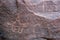 Nabatean and Thamudic inscriptions on rock in Wadi Rum desert