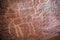 Nabatean and Thamudic inscriptions on rock in Wadi Rum desert