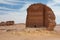 Nabatean tomb in MadaÃ®n Saleh archeological site, Saudi Arabia