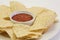 Nacho chips with salsa