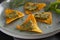 Nachos chips or corn mexican chips with guacamole, pesto pasta healthy food snack