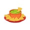 Nachos Chips With Guacamole Traditional Mexican Cuisine Dish Food Item From Cafe Menu Vector Illustration