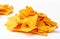 Nachos Chips Isolated, Mexican Triangle Corn Chips for Nacho Tortilla, Maize Snack, Nachos on White Background