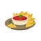 Nachos Chips With Tomato Salsa Traditional Mexican Cuisine Dish Food Item From Cafe Menu Vector Illustration