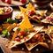 Nachos, mexican corn tortilla chips, popular fast food snack