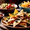 Nachos, mexican corn tortilla chips, popular fast food snack