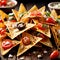 Nachos, mexican corn tortilla chips, popular fast food snack