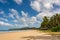 Nacpan sandy beach in El Nido Philippines -  tropical beach with coconut trees