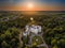 Nadasdladany, Hungary - Aerial panoramic view of the beautiful renovated Nadasdy Mansion Nadasdy-kastely at Nadasdladany