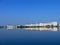 Nadym, Russia - July 20, 2004: panorama of the city on the river