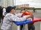 Nadym, Russia - June 28, 2008: Competitions on arm-wrestling. St