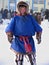 Nadym, Russia - March 11, 2005: Unfamiliar teen Nenets, stands i