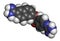 Nafamostat drug molecule serine protease inhibitor. 3D rendering. Atoms are represented as spheres with conventional color.