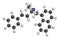 Naftifine antifungal drug molecule. 3D rendering. Atoms are represented as spheres with conventional color coding: hydrogen (white