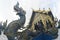 The Naga Ladder Sculpture front of chapel at Wat Rong Suea Ten temple.