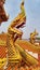 The naga statue on the staircase at the temple in the temples of Thailand, beautifully decorated.