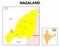 Nagaland map. Nagaland administrative and political map. Nagaland map with neighboring countries and borders.