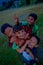 NAGARKOT, NEPAL OCTOBER 11, 2017: Unidentified group of playful little children playing and enjoying time with their