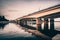 Nagatinsky metro bridge over the Mosocow river, Russia